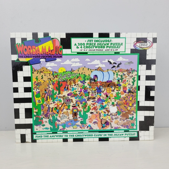 Wordamajig Jigsaw Puzzle, 200 pcs + 4 Crosswords Wild West NEW Sealed - Picture 1 of 10